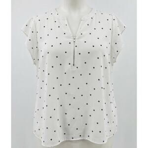 Perch By Blu Pepper Womens Blouse Size 3XL White Black Star Print Flutter Sleeve